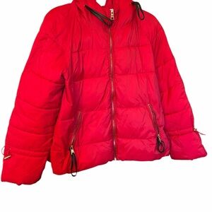 Zara Coat Outerwear Winter Jacket
Puffer Red With Hood-Size XL-12